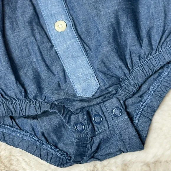 Baby B.U.M. Blue Denim with Chest Pocket One Piece Like New Size 9 Months - Picture 4 of 6